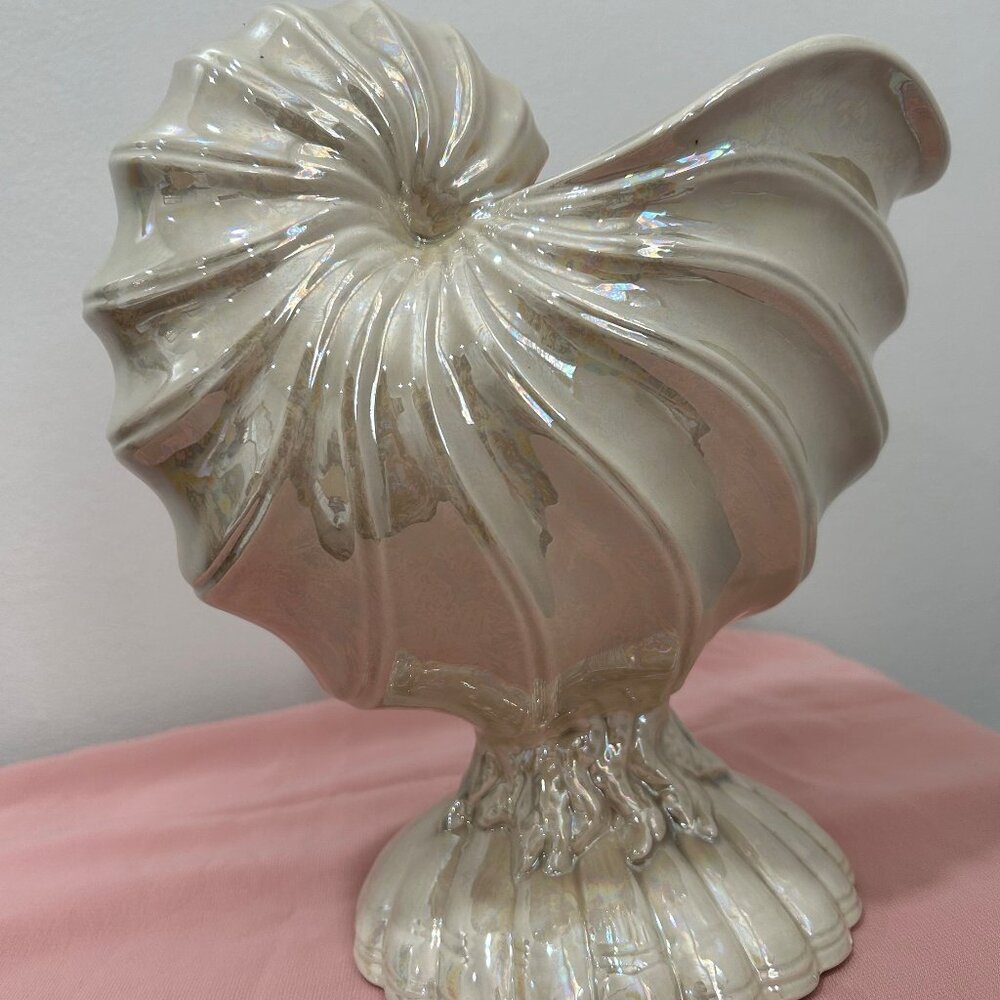 Beautiful Vintage OOAK Iridescent Nautilus Shell Planter/Decor